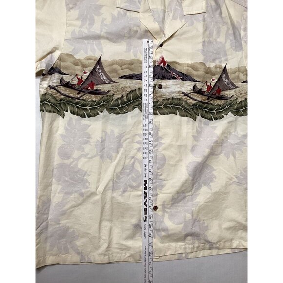 Hawaiian Shirt by Winnie Fashion Volcano Tan Volcano Boats Men’s XL Button Down - Picture 3 of 4